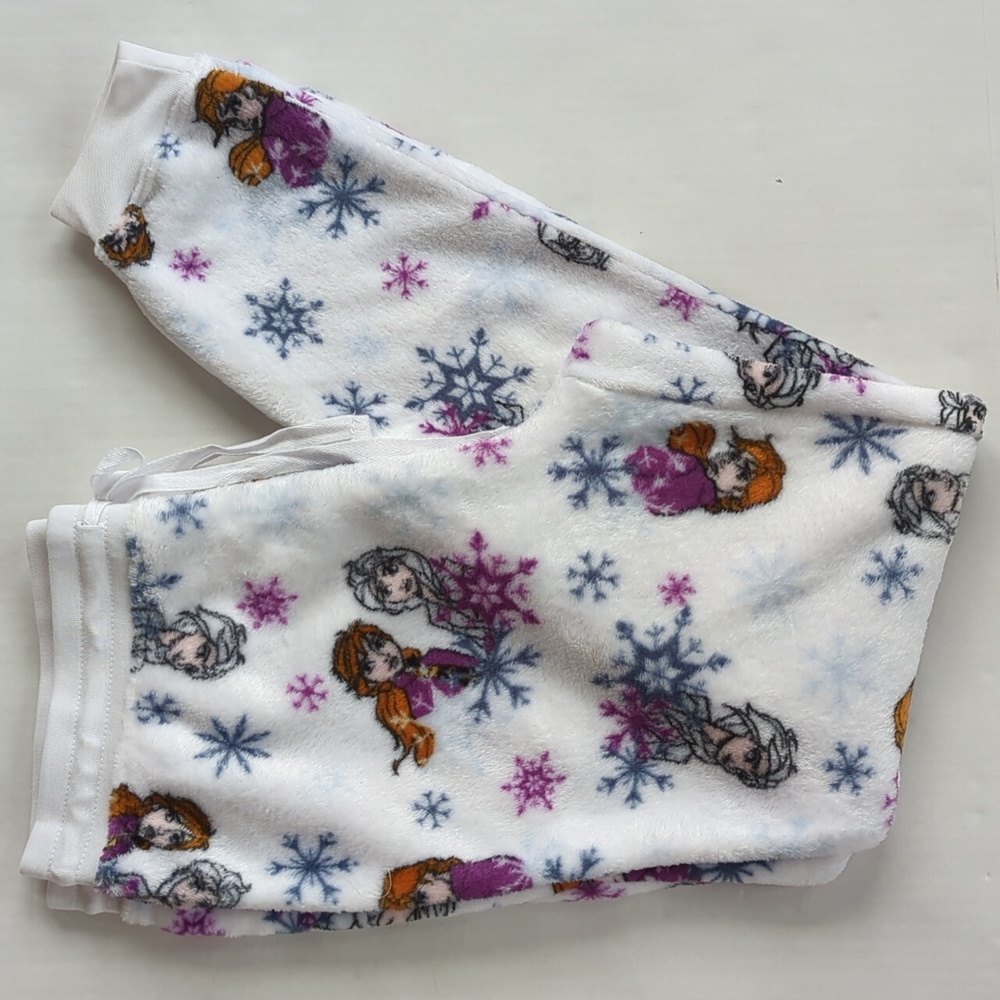 Disney Frozen II Soft Fuzzy Pajama Pants M White Blue